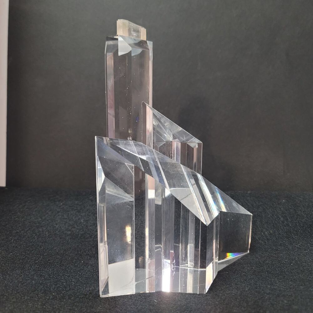 Architectural crystal glass sculpture VINTAGE MCM 80s City Skyline Ultra Modern